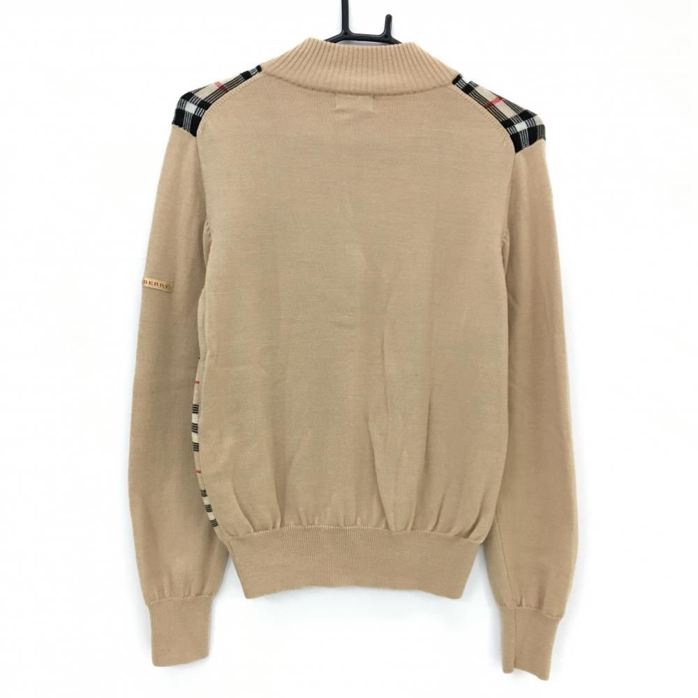 美品】バーバリーゴルフ ニットジャケット ベージュ×黒 チェック柄