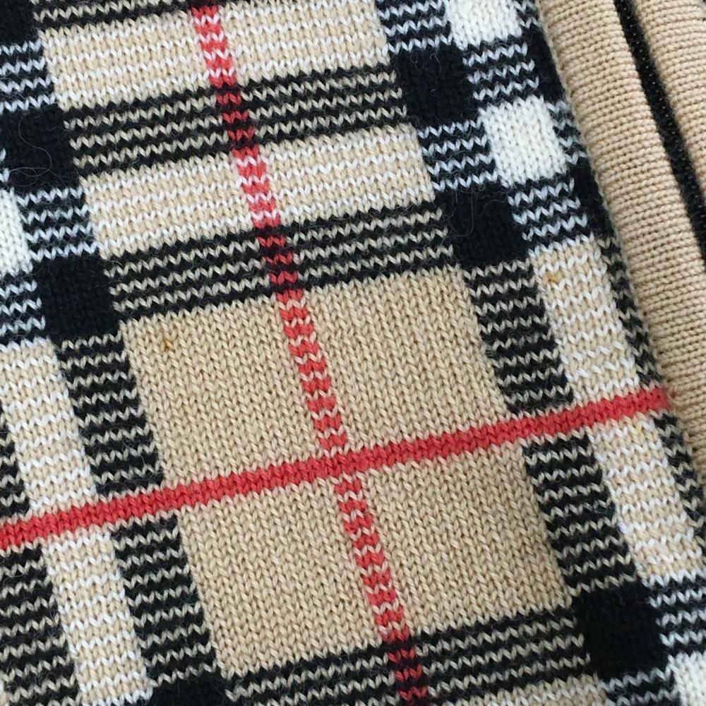 美品】バーバリーゴルフ ニットジャケット ベージュ×黒 チェック柄