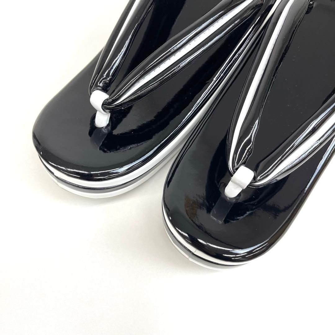 着物と帯 時流 Z 25989 t◆ 草履◆3段 Mサイズ 黒×白