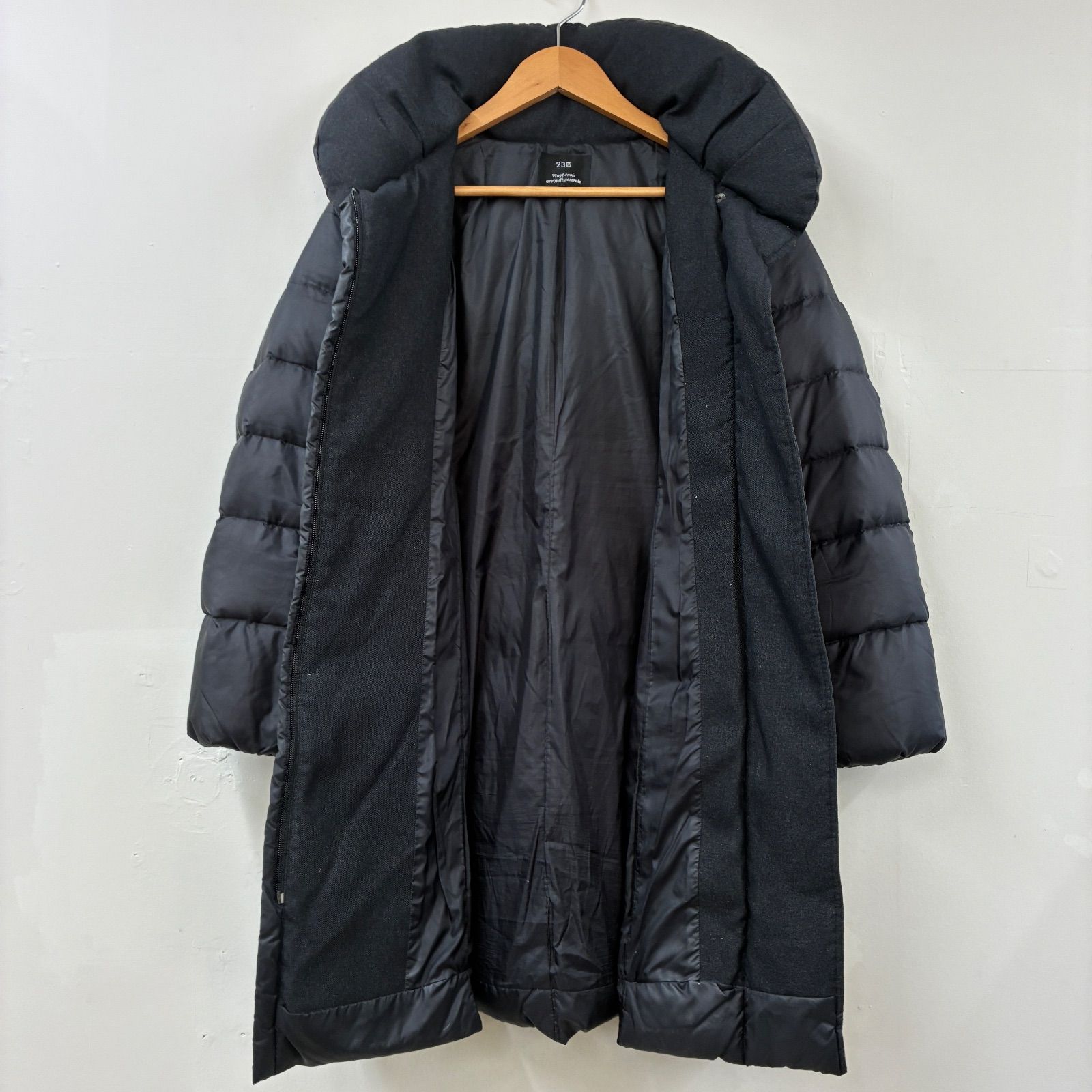 美品　23区　ロングダウンコート ボリュームネック Aライン　ブラック　38 訳アリ】23区 ダウンコート ロング Aライン ボリュームネック ブラック