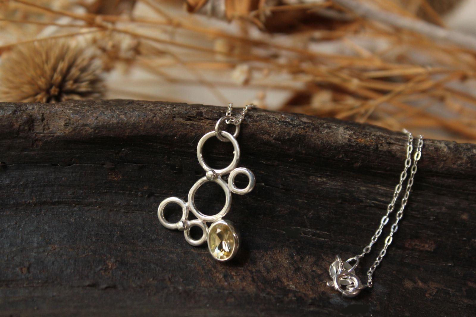 イエローベリルの泡ネックレス