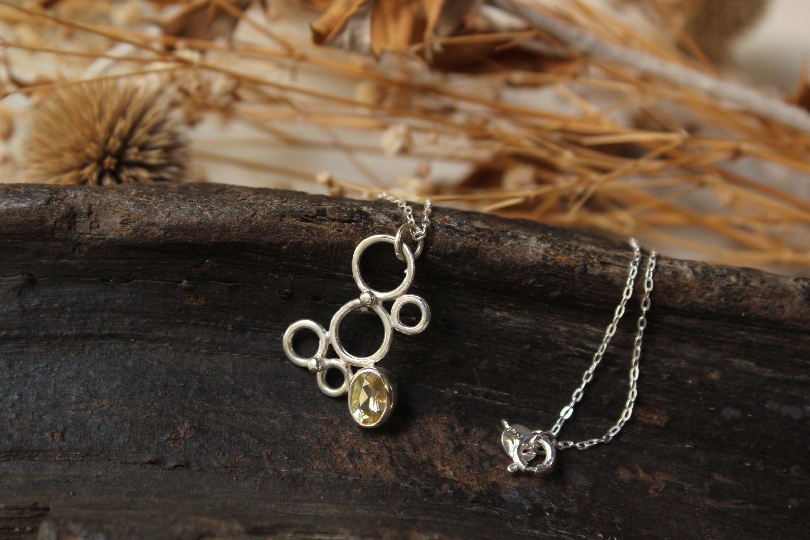 イエローベリルの泡ネックレス