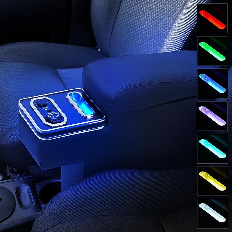 彡BUYFULL コンソールボックス アームレスト 160系 サクシード 呼吸ランプ 七色変換 プロボックス ガソリン車 ハイブリッド車対応 センターコンソール 肘置き 小物入れ収納ボックス PU