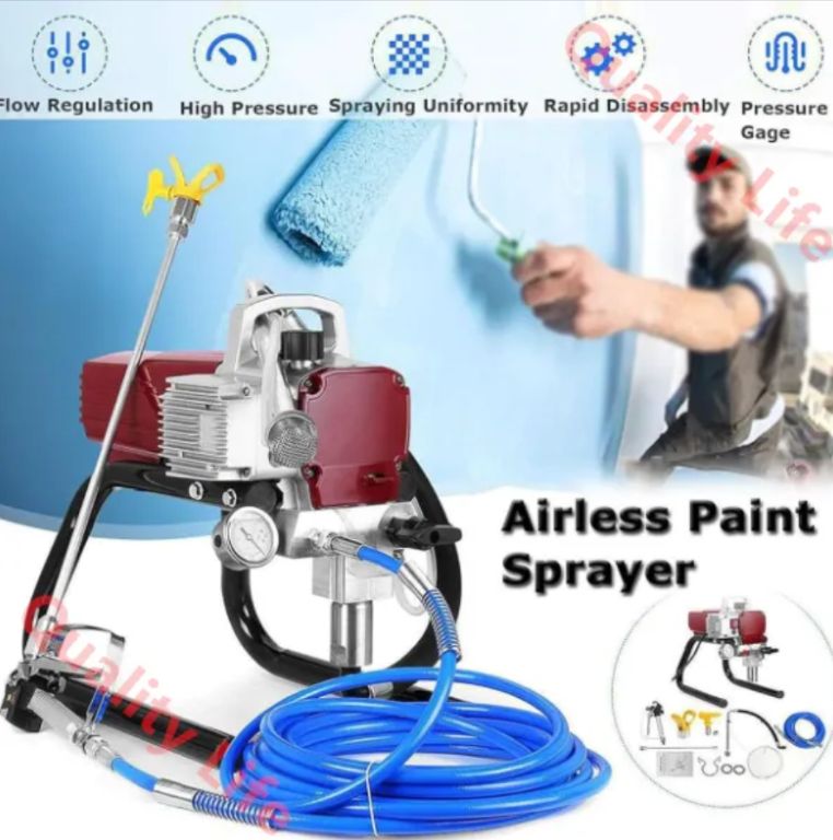 1800 Wエアレスペイントスプレー 電動ペイントスプレーガンキット フェンス 小屋 壁 天井 装飾ツール用の高効率壁スプレーガン 3300 PSI調整 なスプレー圧力