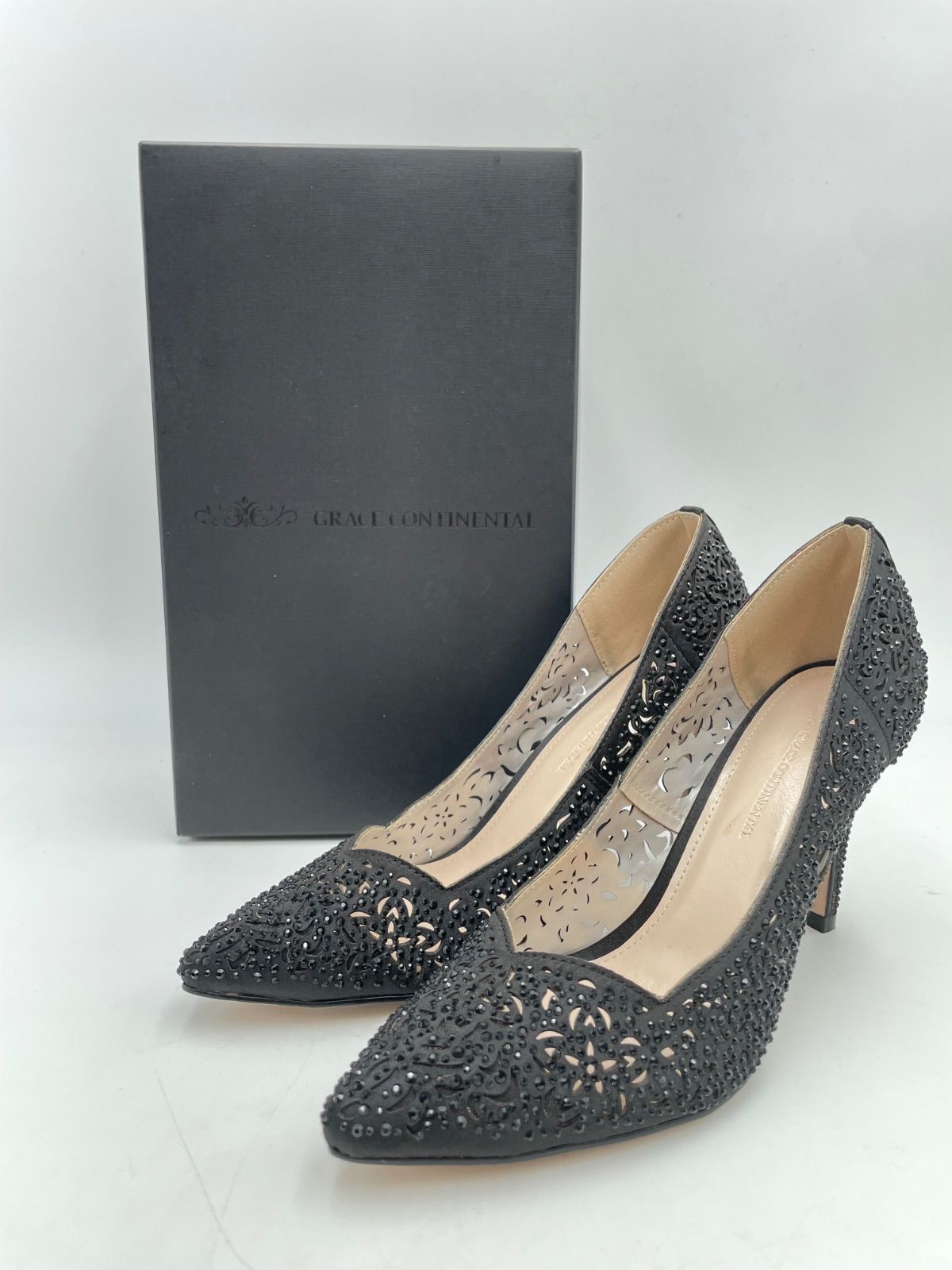 CS 2029 グレースコンチネンタル ORSカットワークパンプス size 38 ブラック