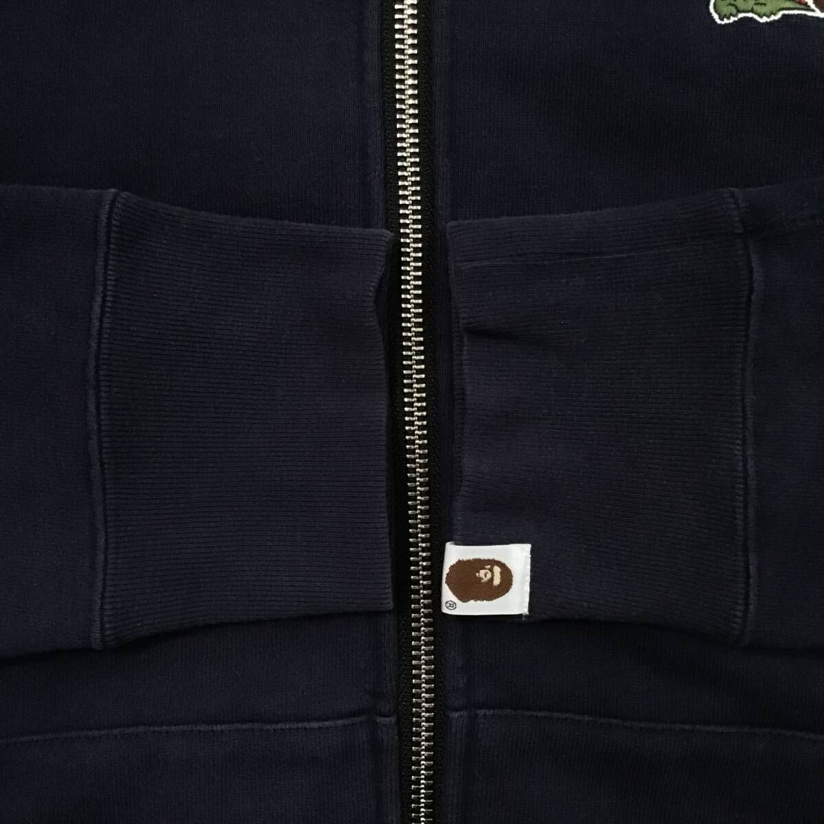LACOSTE × BAPE CROCODILE FULL ZIP HOODIE Sサイズ ネイビー a