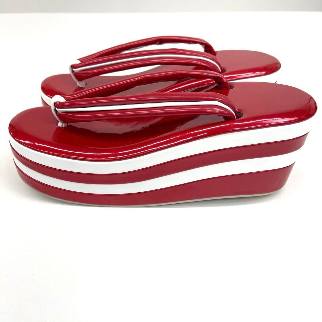  着物と帯 時流 Z 25981 t◆ 草履◆4段 Mサイズ 赤×白 草履 和装履物