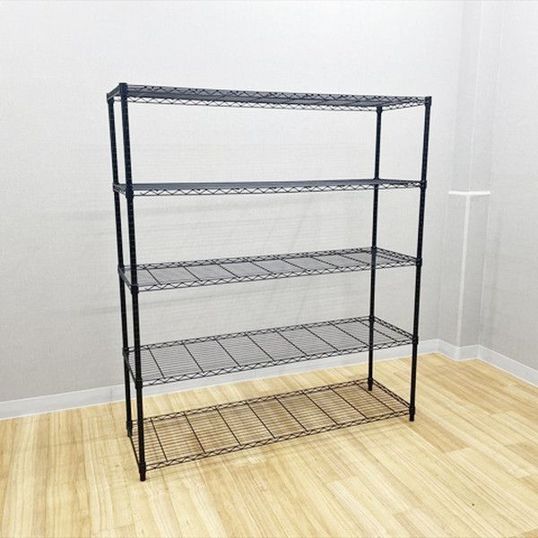 メタルラック 5段 シェルゴ スチールワイヤー 可動棚 幅1515 高1740 ブラック