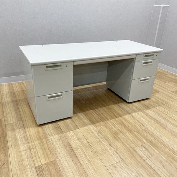 プラス 両袖デスク LA 幅1600 オフィスデスク エルグレー