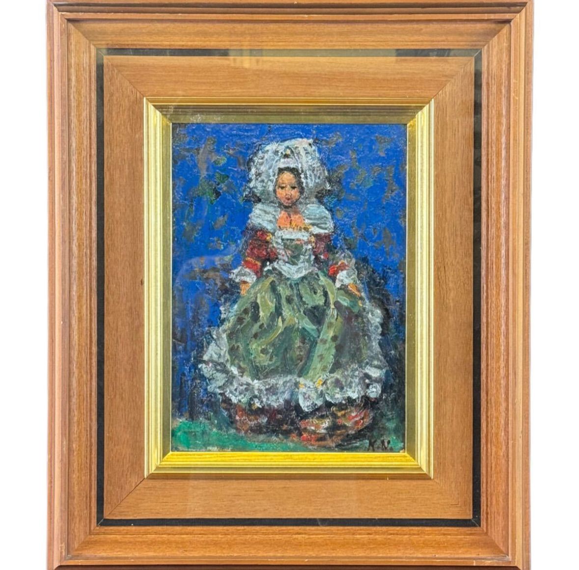 中谷健次 「フランス人形」油彩 4号 師 藤島武二 東京美術学校卒 日展