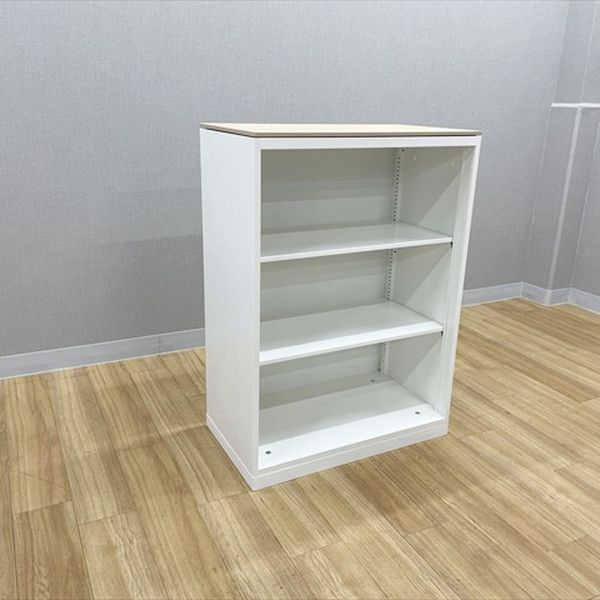 オカムラ オープン書庫 レクトライン 天板付 スチールキャビネット 幅800 高1115 ネオホワイト