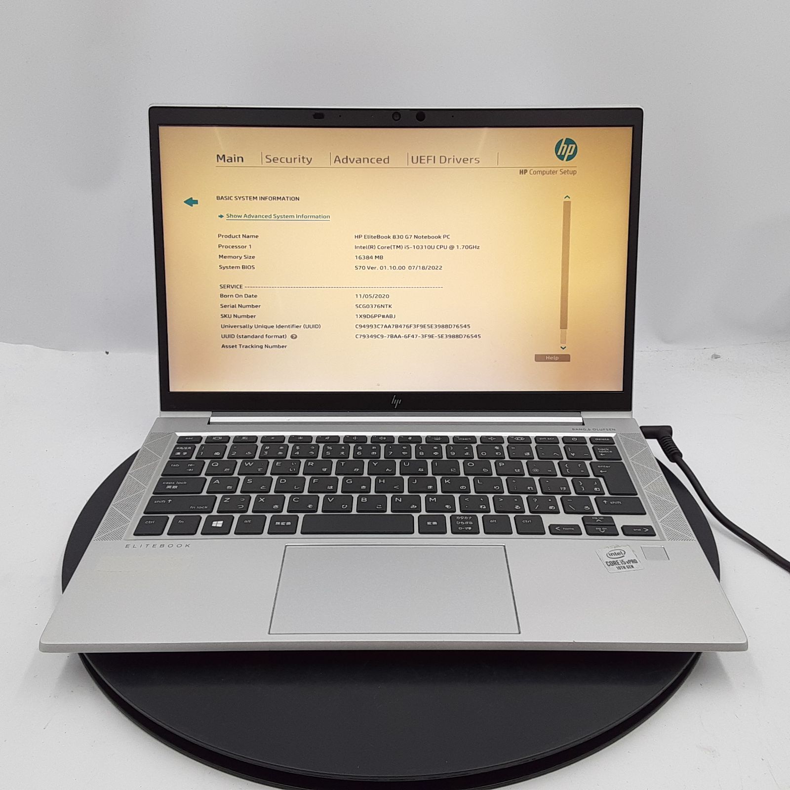 ★液晶黄ばみ/ジャンク★HP EliteBook 830 G7 [Core i5 10310U 16GB SSD 256GB 13.3インチ OS無し]  ノートパソコン (RM734)