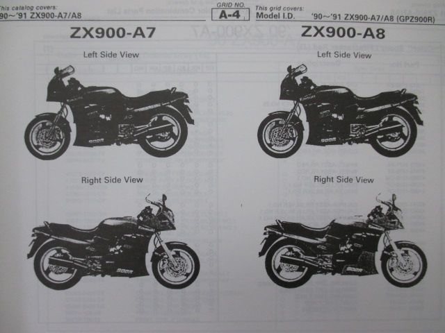 GPZ900R　サービスマニュアル、パーツカタログのセット（日本語・正規版） GPZ900R パーツリスト 英語版 カワサキ 正規 中古 バイク 整備書 ZX900