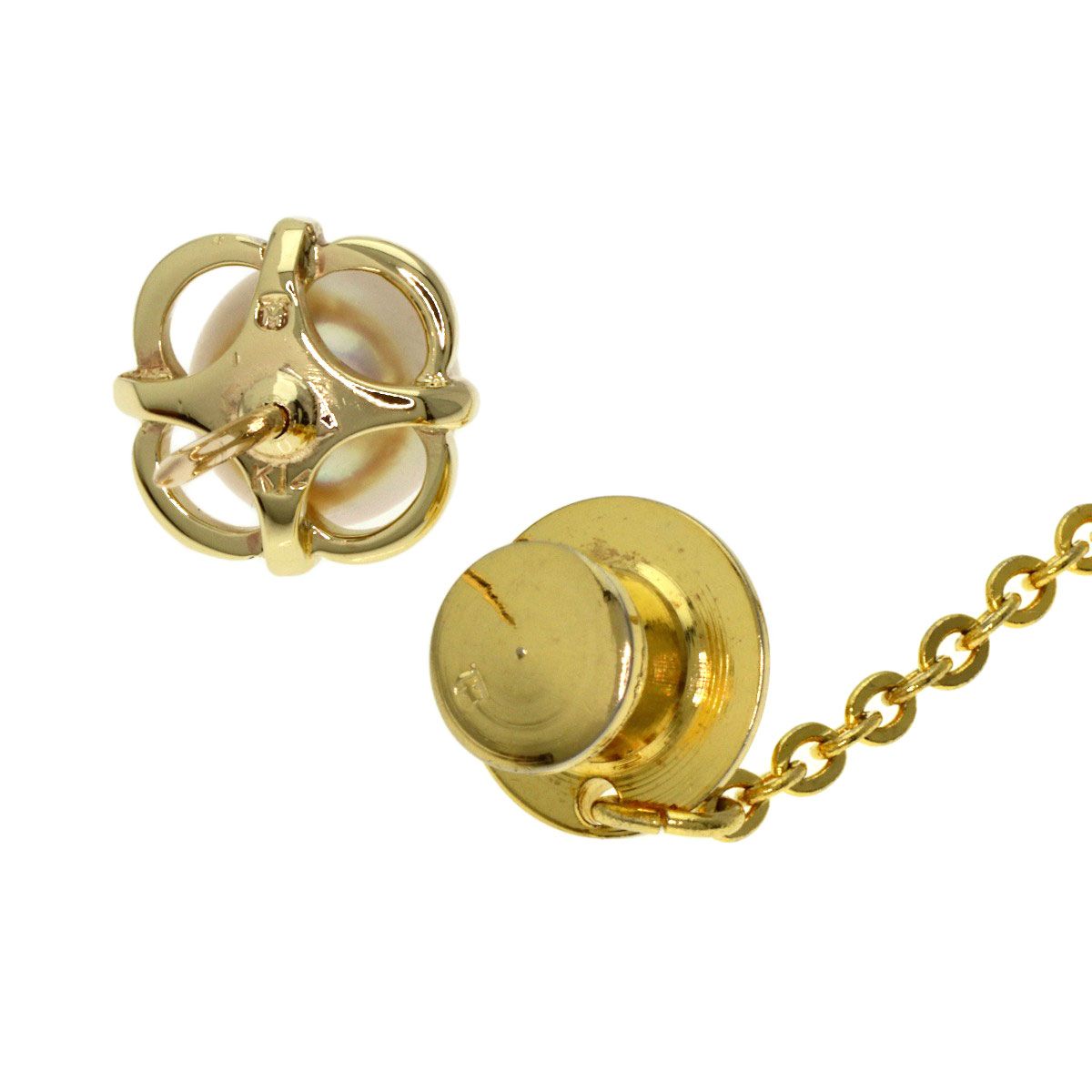 ミキモト パール 真珠 タイタック タイピン K 14 YG メンズ