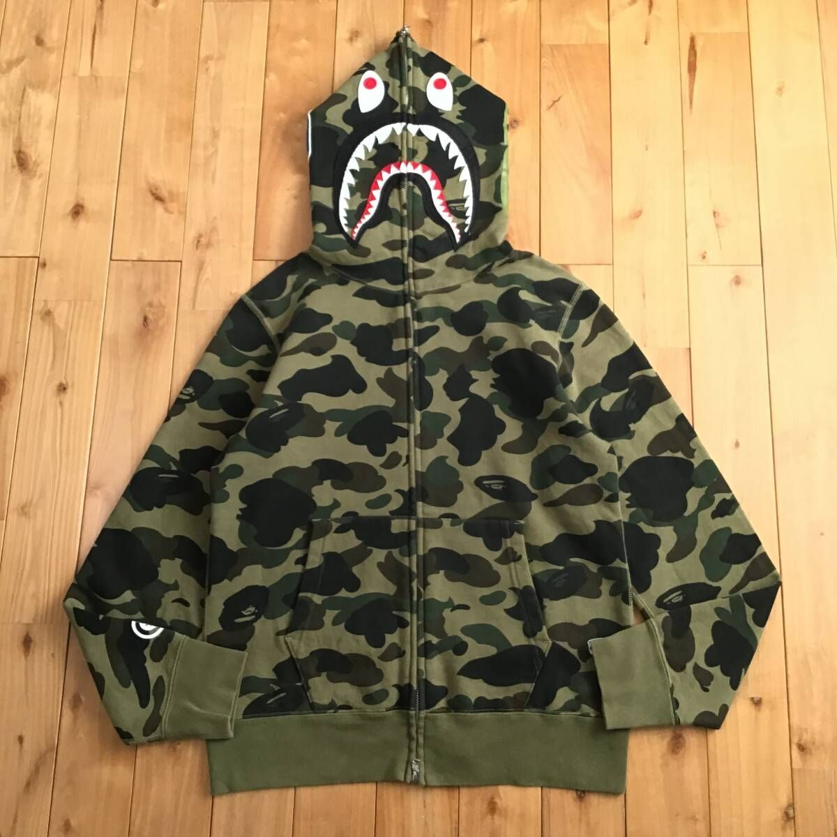 1st camo green シャーク パーカー Mサイズ shark full zip hoodie a