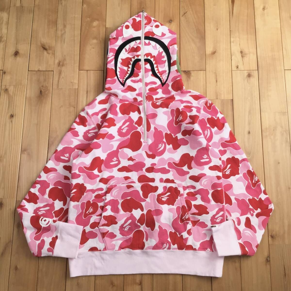 ABC Camo Pink ハーフジップ シャーク パーカー Sサイズ shark half