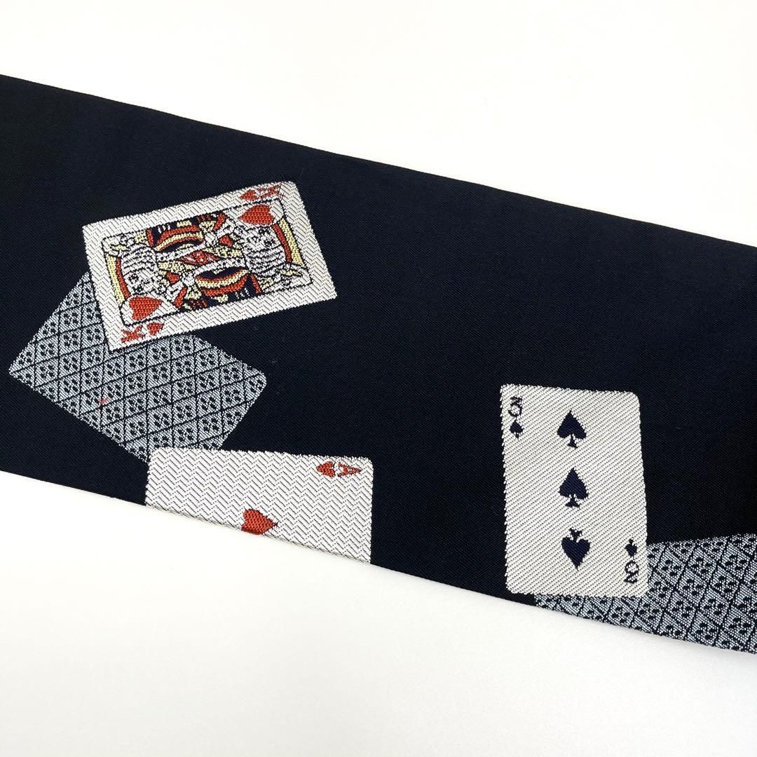  着物と帯 時流 N 25973 t◆正絹 九寸名古屋帯◆トランプ柄 長尺 名古屋帯 帯