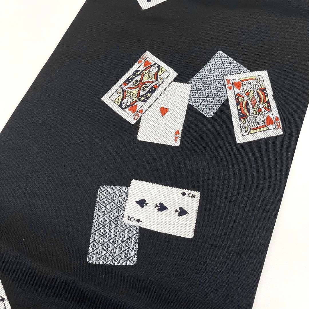 t◆正絹 九寸名古屋帯◆トランプ柄