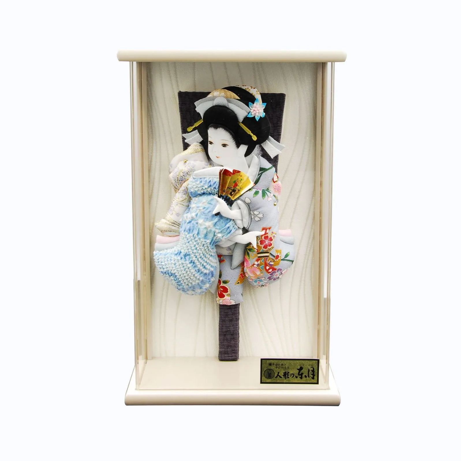 9号 水色鹿の子絞り振袖押絵羽子板 額飾