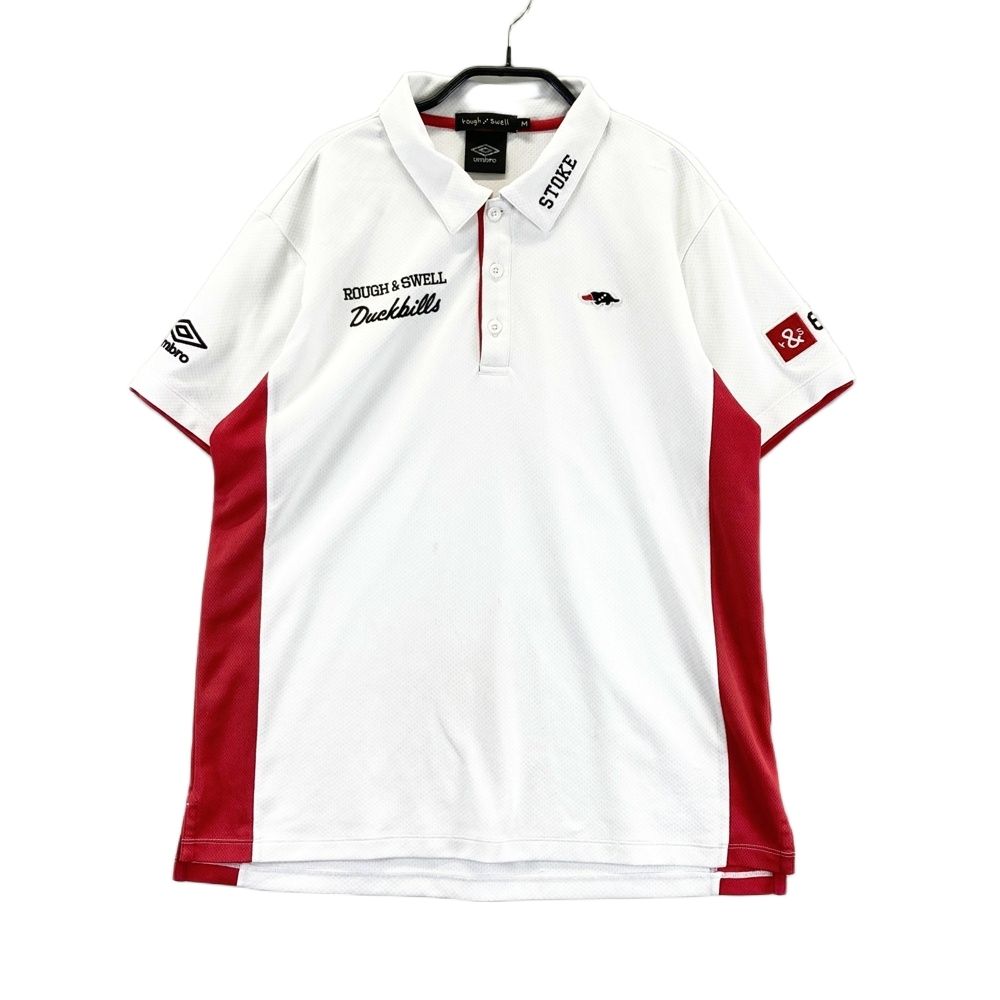 サイズ M ROUGH SWELL ラフアンドスウェル UMBRO 半袖ポロシャツ カモノハシ ホワイト系 ゴルフウェア メンズ ストスト