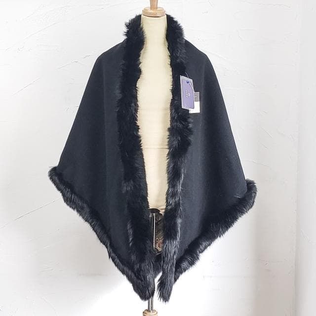 ♥ フォックスファー トリミング ウール ショール リバーシブル 毛皮 和装