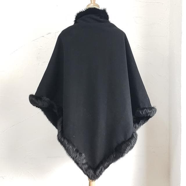 ♥ フォックスファー トリミング ウール ショール リバーシブル 毛皮 和装
