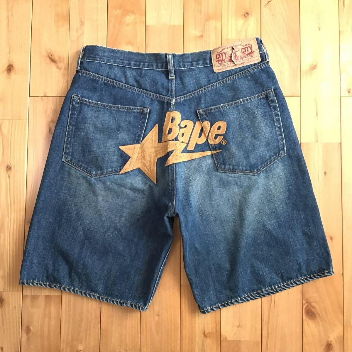 A BATHING APE ハーフ デニム パンツ ハーフパンツ ペイント 
