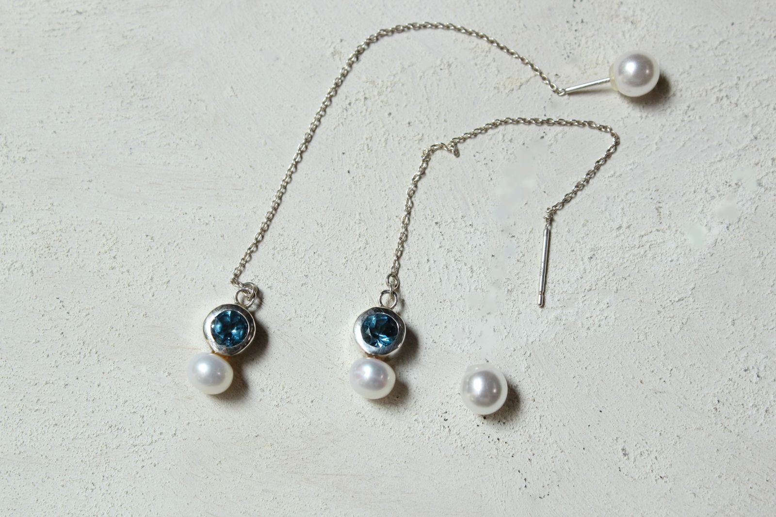 ロンドンブルートパーズとパールのピアス の誕生石