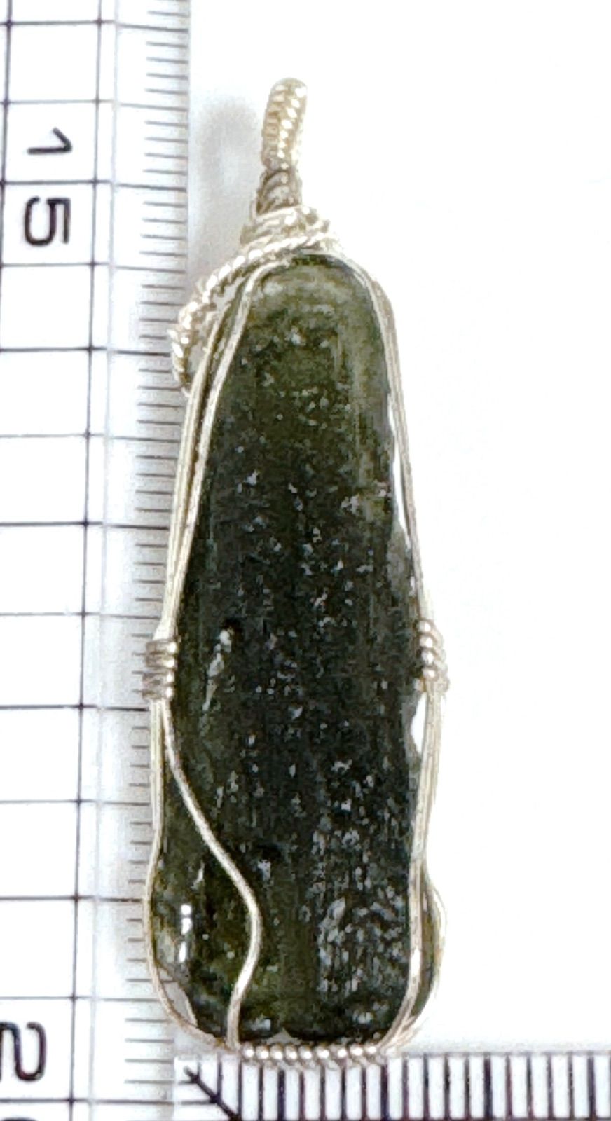天然モルダバイトワイヤーペンダントNO 25-2476