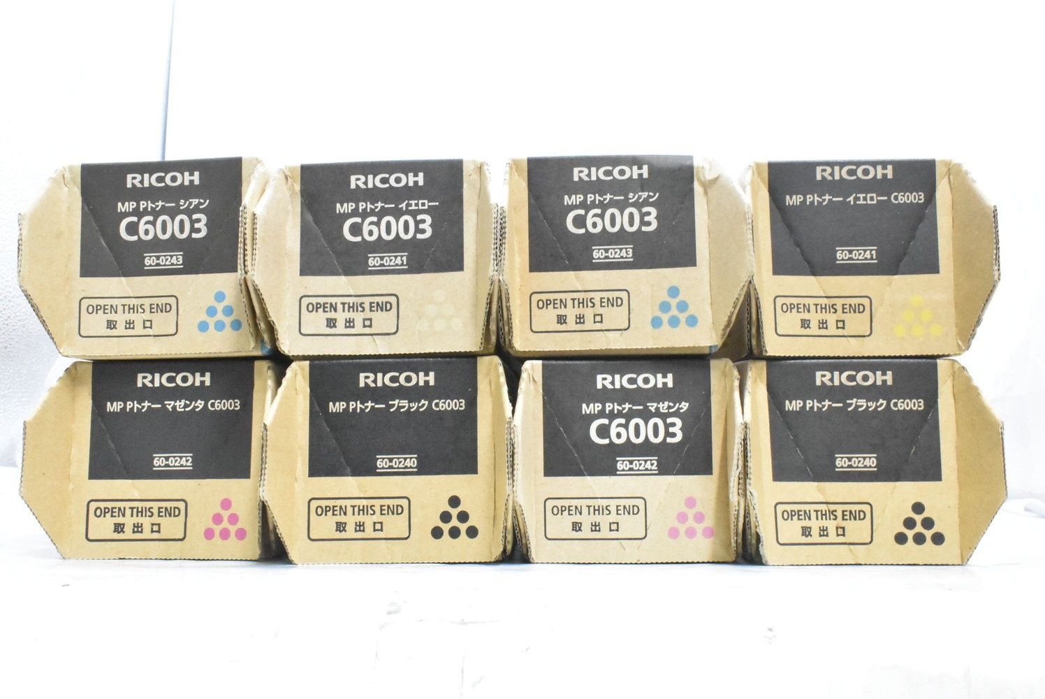 RICOH トナー C 6003 8本 シアン マゼンタ イエロー ブラック×各2 リコー -D-N 13-byebye
