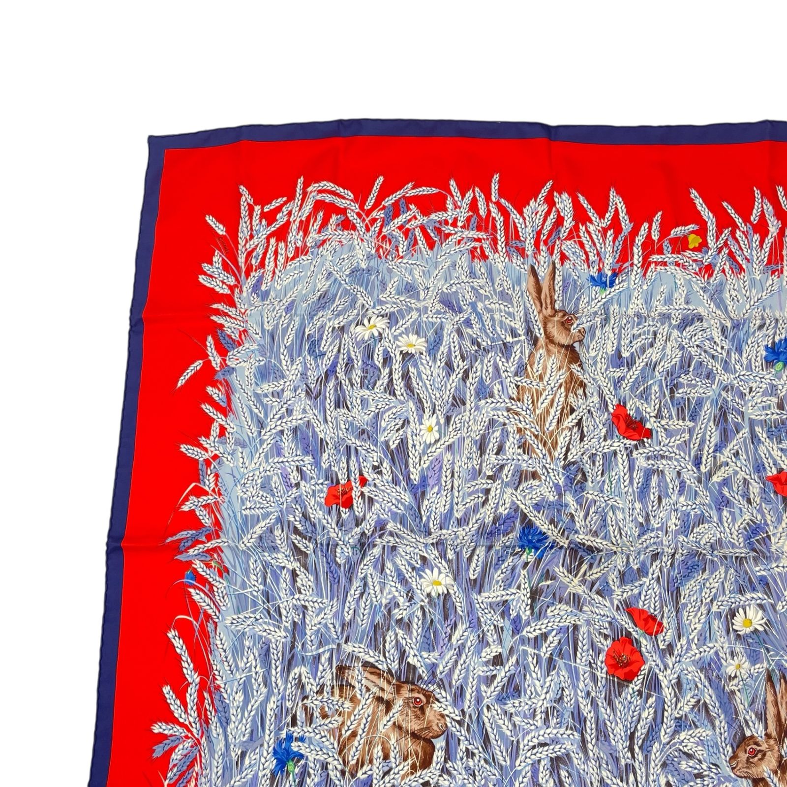 エルメススカーフ 麦畑とうさぎ 新品同様 HERMES エルメス スカーフ シルク カレ90 LAPINS DANS UN