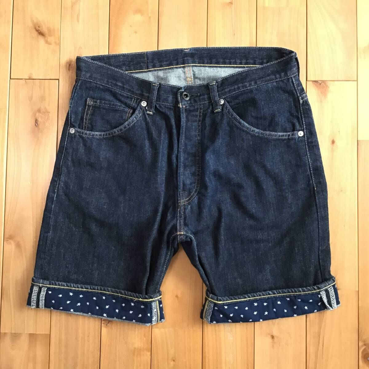 BAPE STA 刺繍 デニム ハーフパンツ Sサイズ a bathing ape star