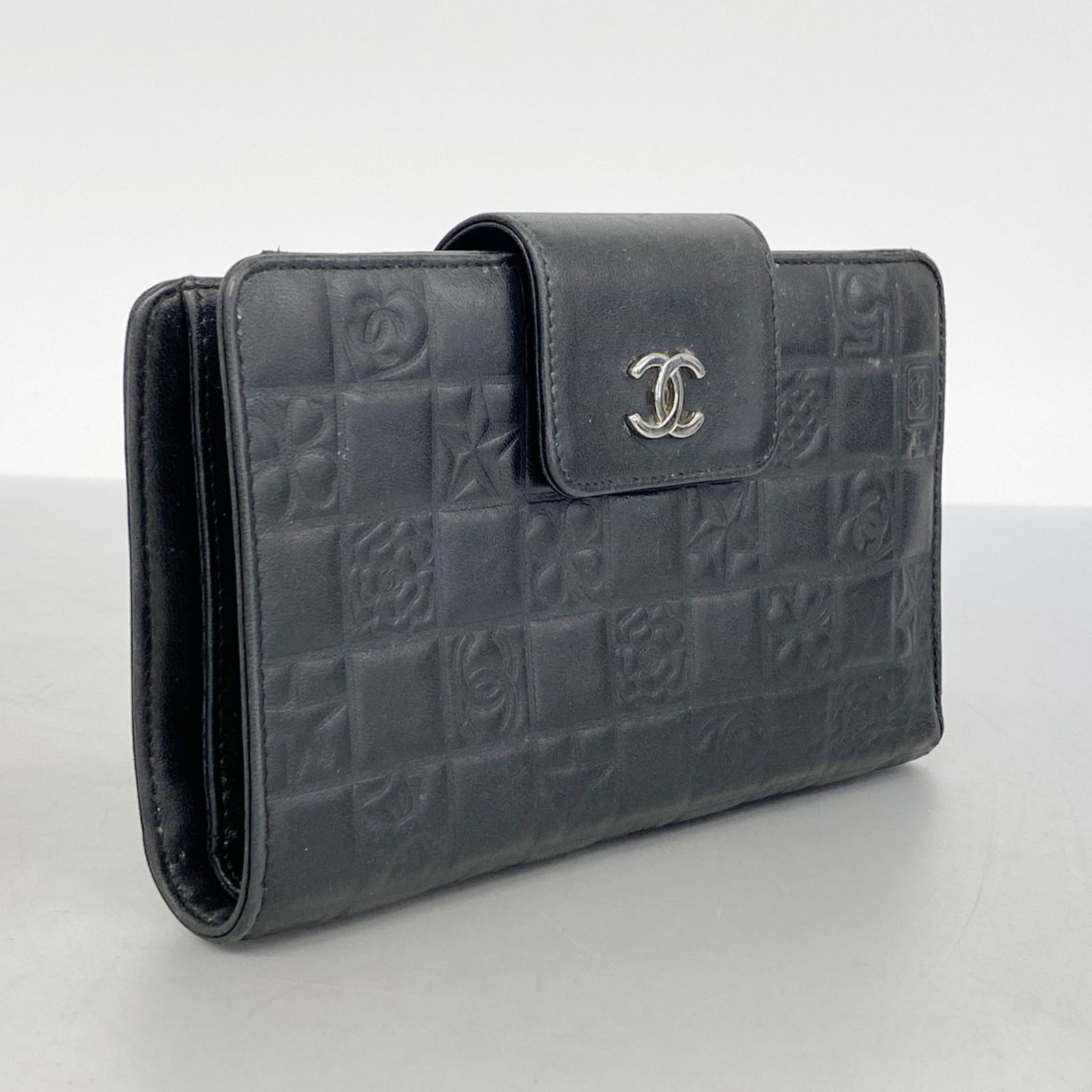 シャネル(Chanel) シャネル 長財布 アイコン ラムスキン ブラック 