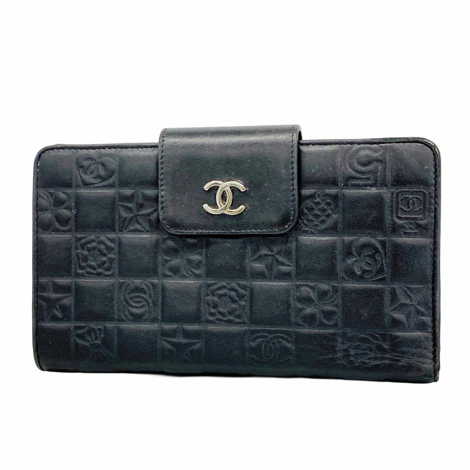 シャネル(Chanel) シャネル 長財布 アイコン ラムスキン ブラック 