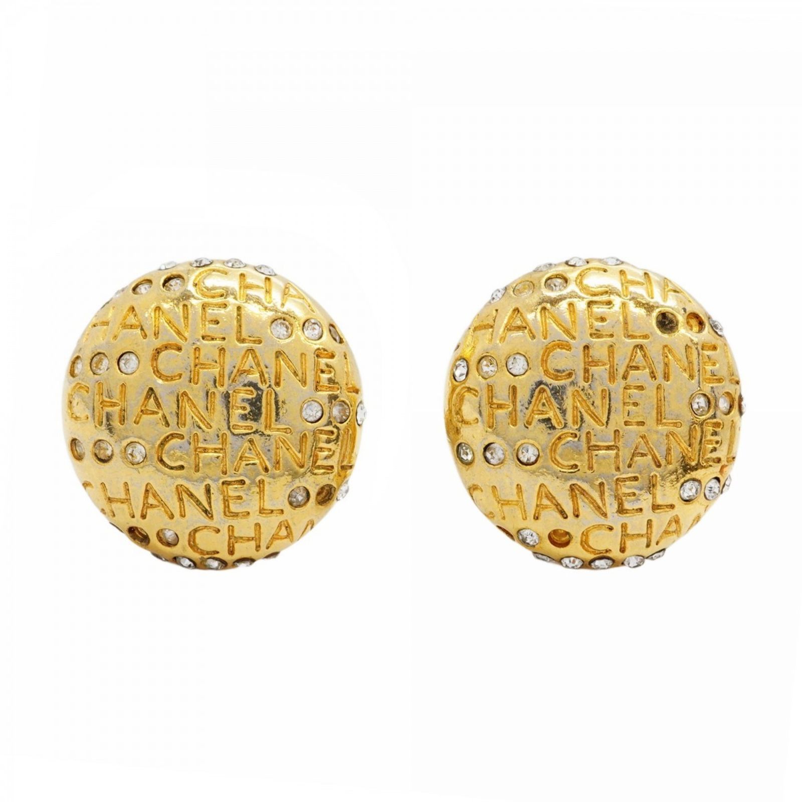 シャネル Chanel イヤリング GPメッキ ラインストーン ゴールドレディース