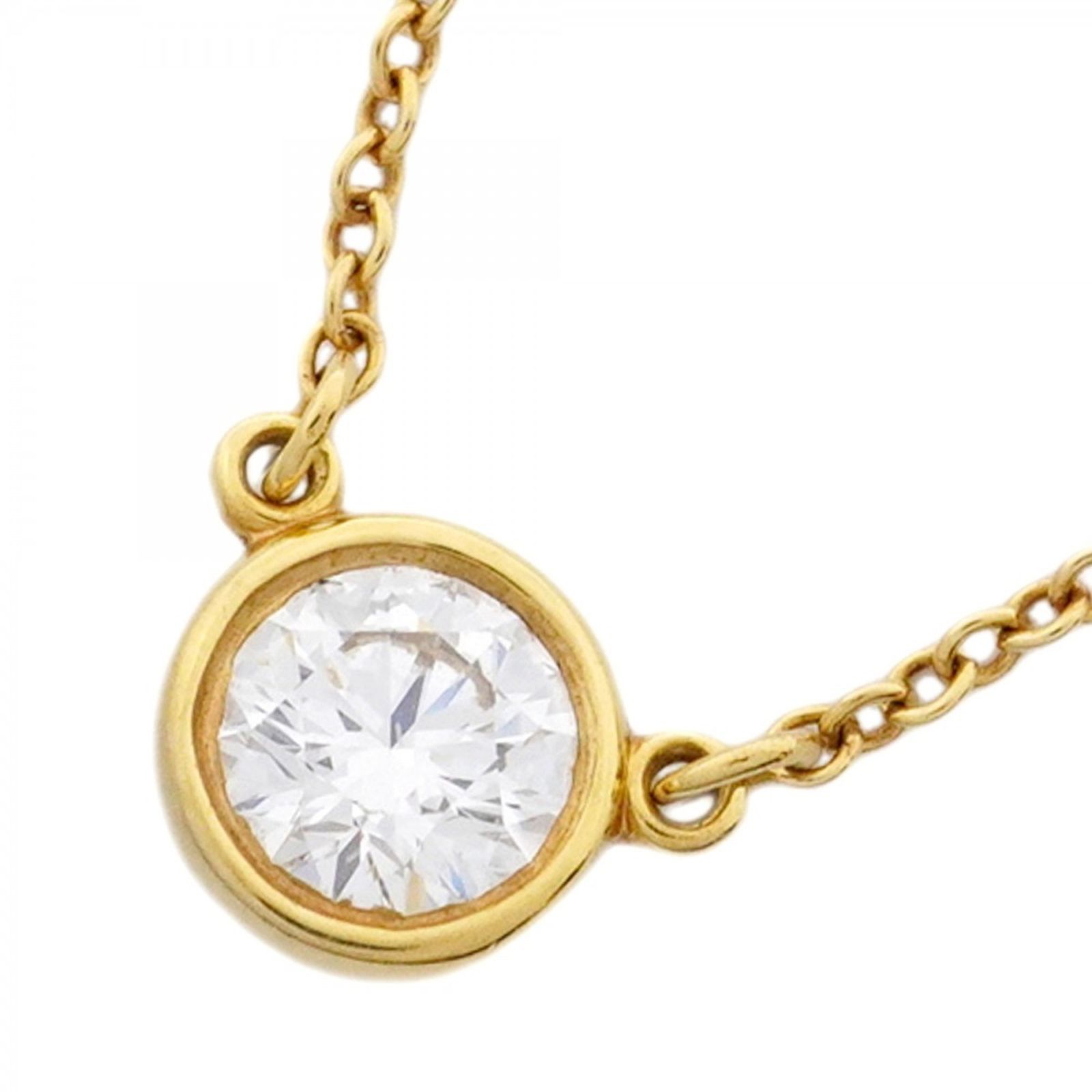 【極美品】♡K18ティファニーバイザヤードイエローゴールドダイヤモンド1P TIFFANY&Co.（ティファニー） バイザヤード 約0.12ct ネックレス 18金