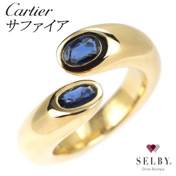 カルティエ K18YG サファイア リング エリプス 50号 ドゥ テッド