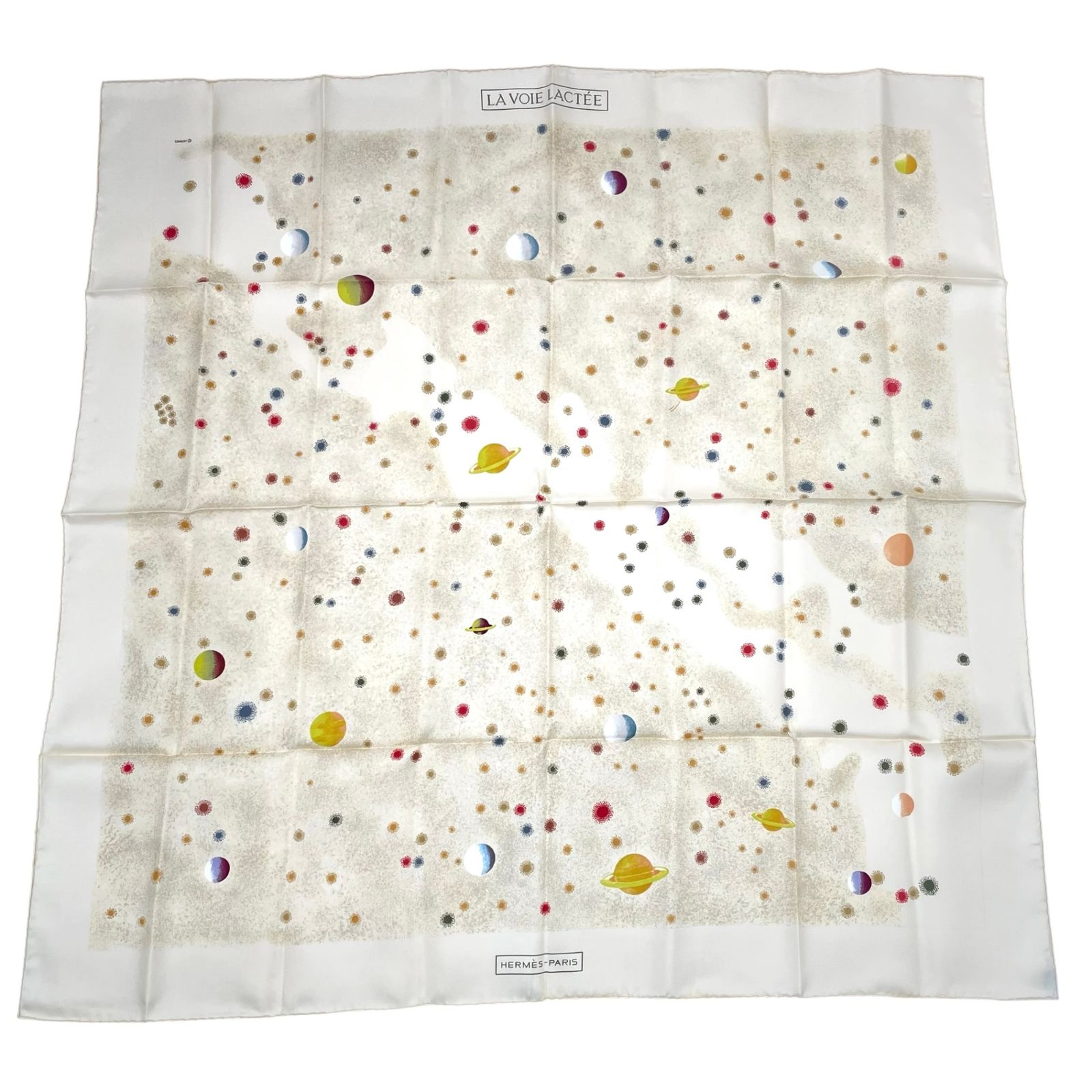 新品同様 HERMES エルメス スカーフ シルク カレ90 LAVOIE LACTEE