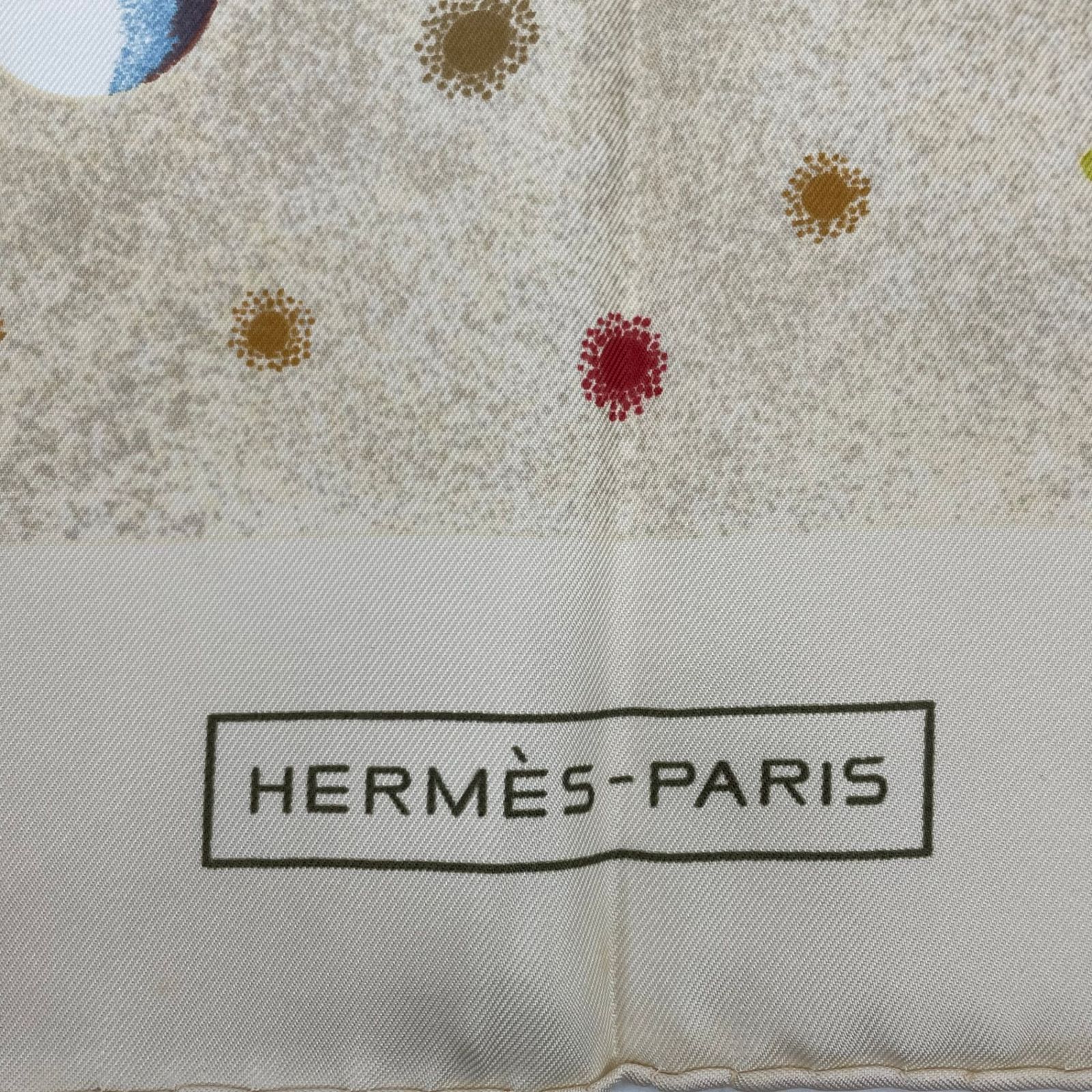 新品同様 HERMES エルメス スカーフ シルク カレ90 LAVOIE LACTEE