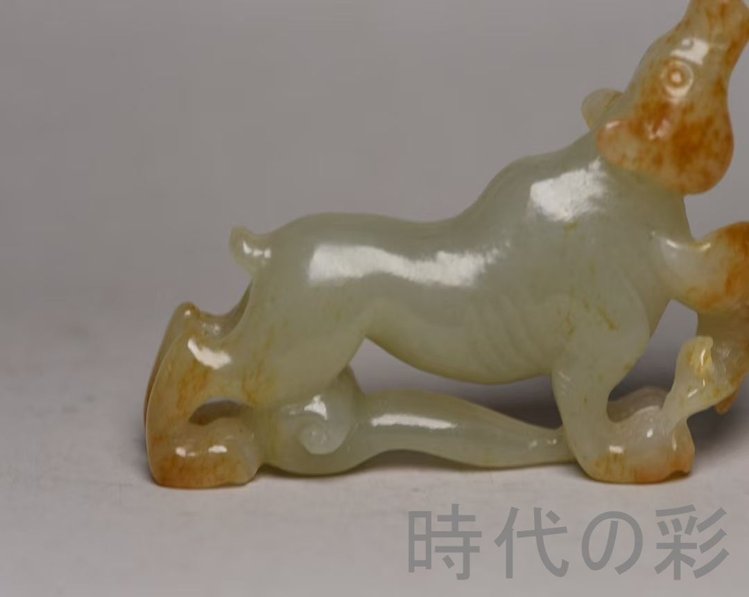 和田玉水孟　幅約6.5㎝　古玉彫刻 花彫紋 細工 書道具 唐物 中国美術 古玩 中国古美術『和田玉 牛彫刻細工 6.3cm』純手作り 原石 根付 時代物