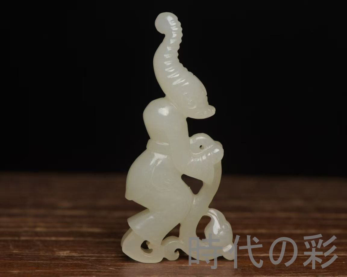 中国古美術『和田玉 人物彫刻細工 8.2cm』純手作り 原石 根付 時代物