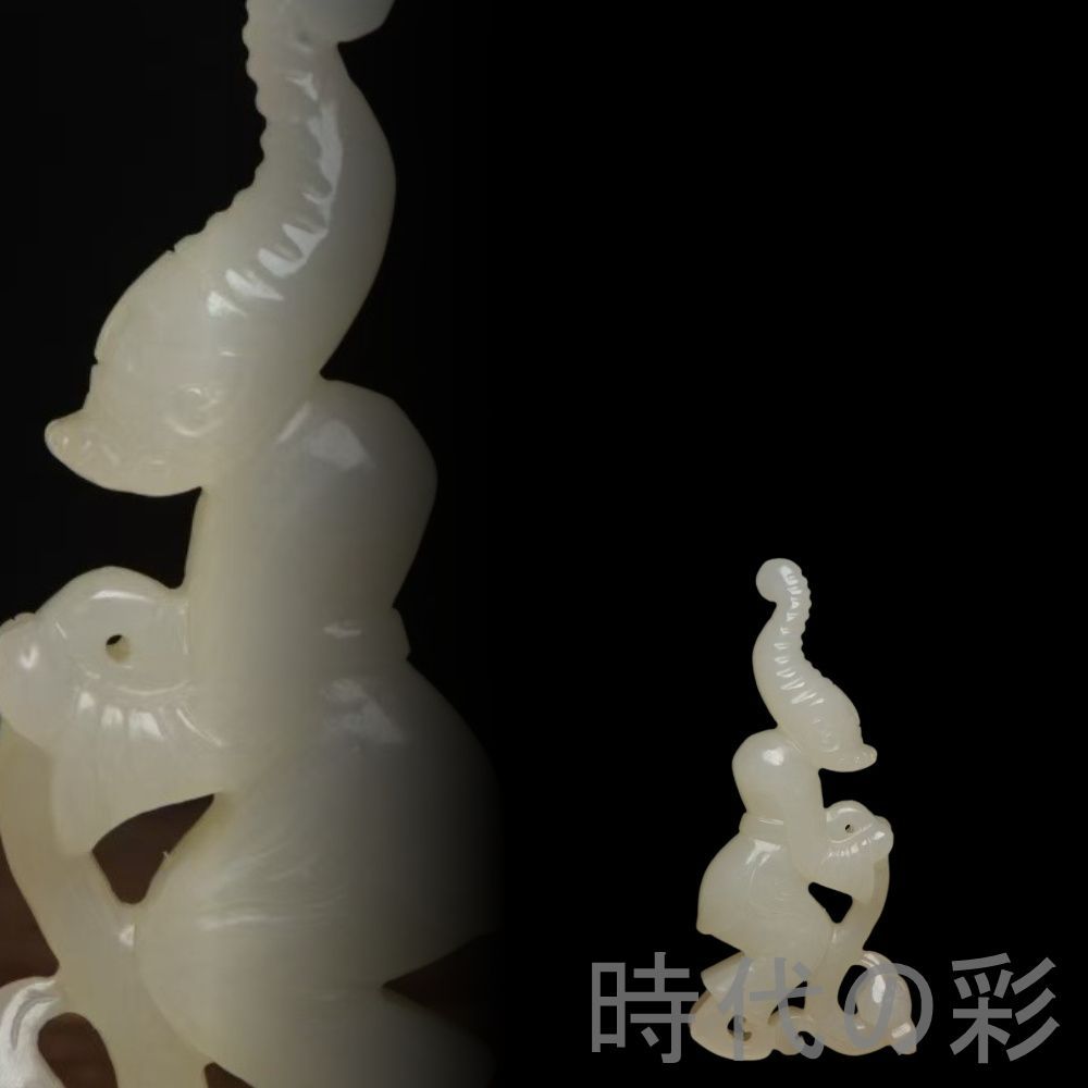 中国古美術『和田玉 人物彫刻細工 8.2cm』純手作り 原石 根付 時代物