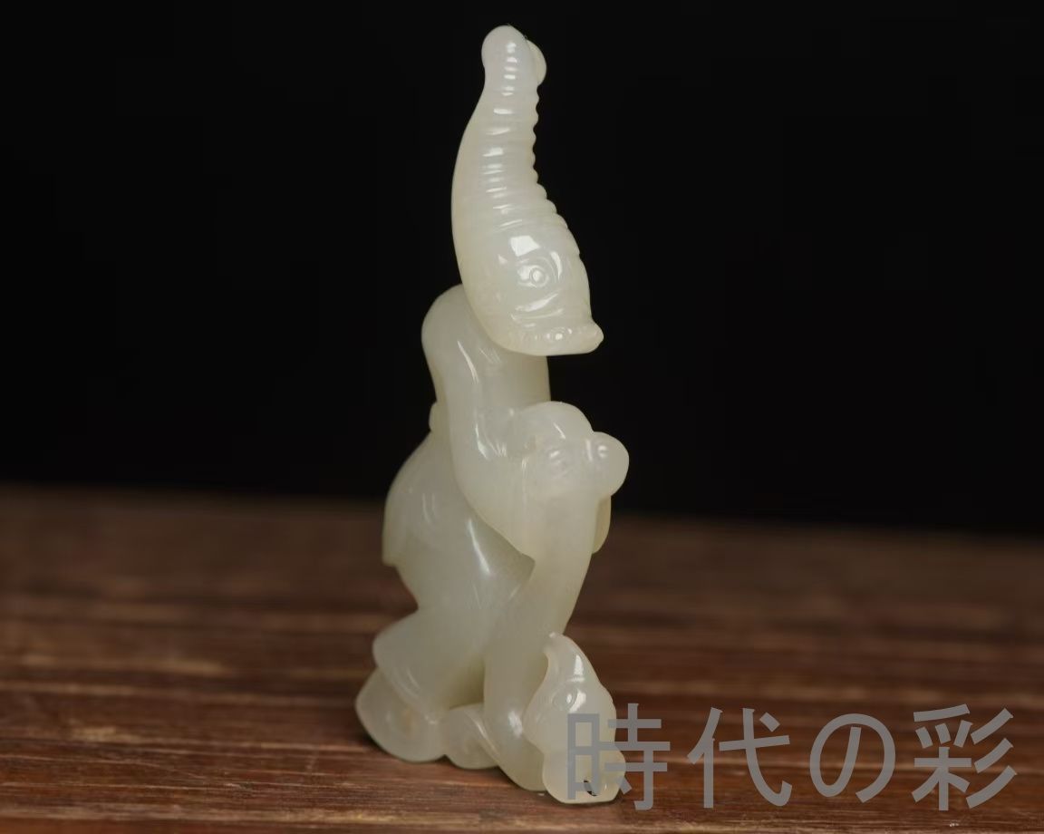 中国古美術『和田玉 人物彫刻細工 8.2cm』純手作り 原石 根付 時代物