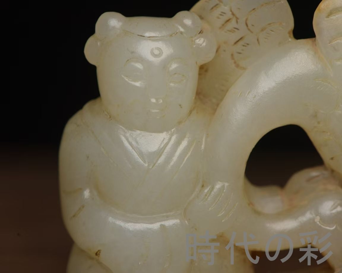 中国古美術『和田玉 彫刻細工?件 6.6cm』純手作り 原石 根付 時代物