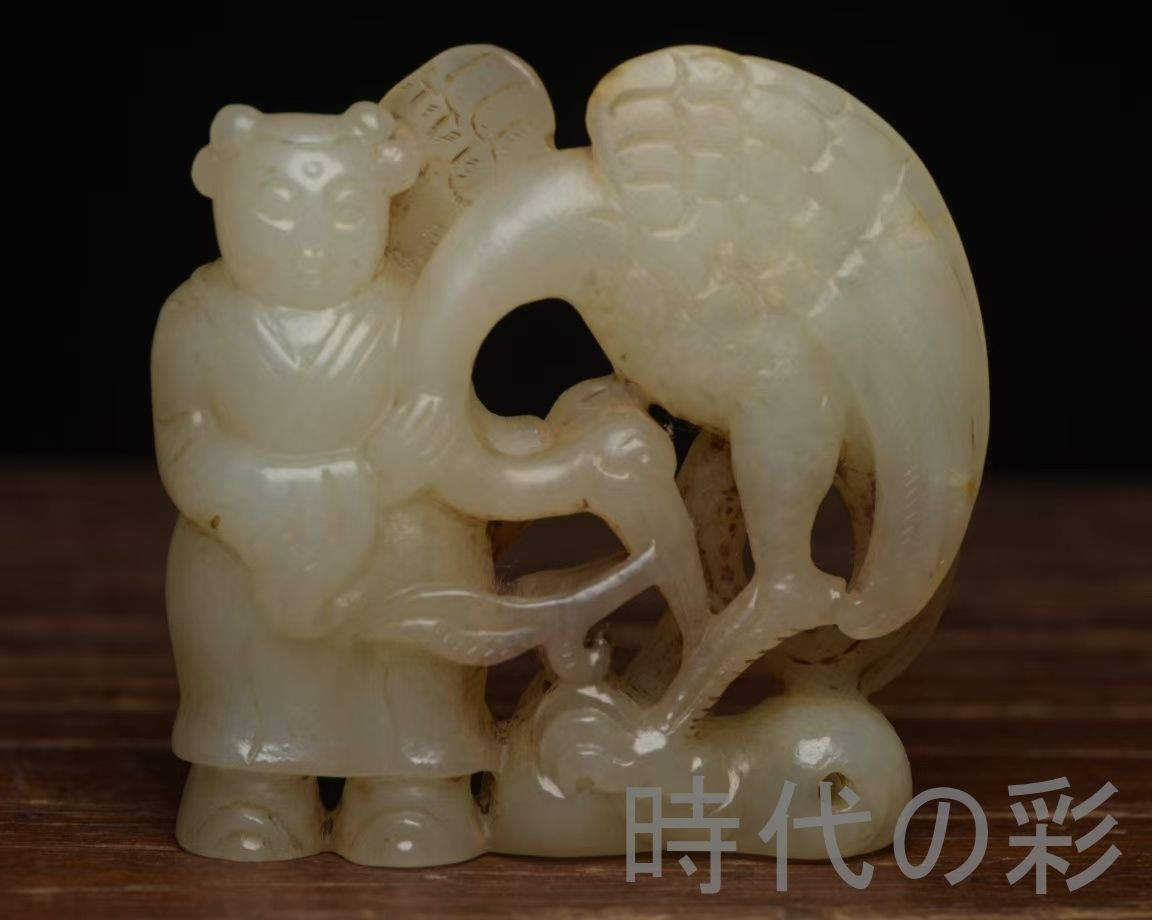 中国古美術『和田玉 彫刻細工?件 6.6cm』純手作り 原石 根付 時代物