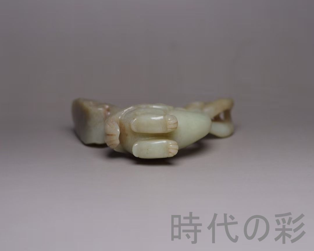 中国古美術『和田玉 鳳鳥彫刻細工 6.1cm』純手作り 原石 根付 時代物