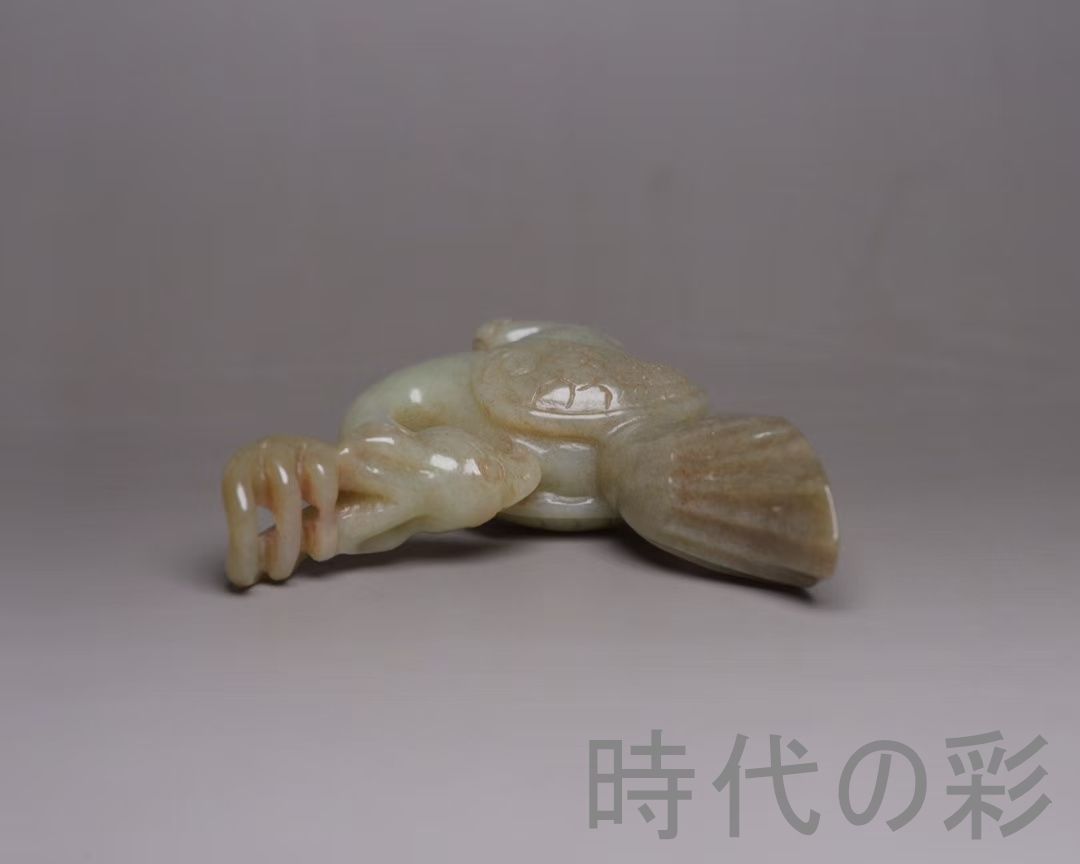 中国古美術『和田玉 鳳鳥彫刻細工 6.1cm』純手作り 原石 根付 時代物