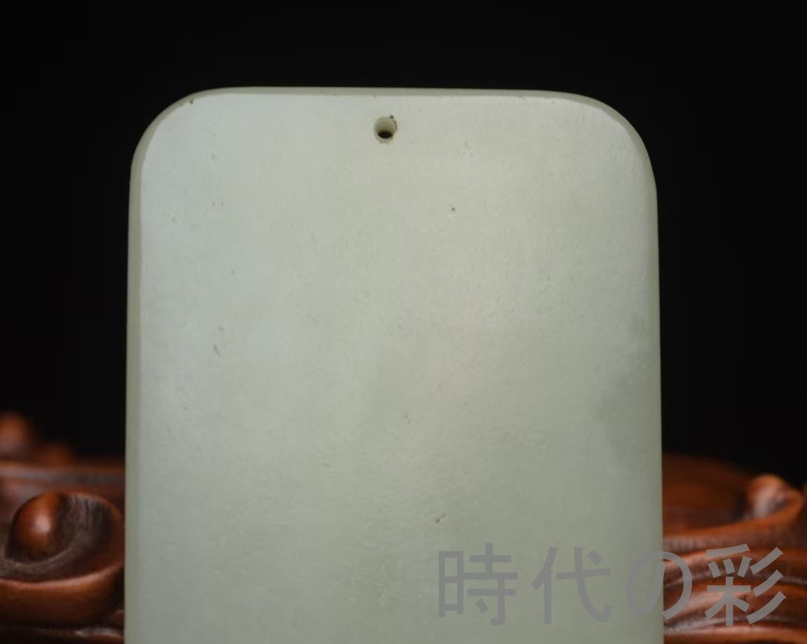 中国古美術『和田玉 龍牌 7.0cm』純手作り 原石 根付 時代物 白玉 和田