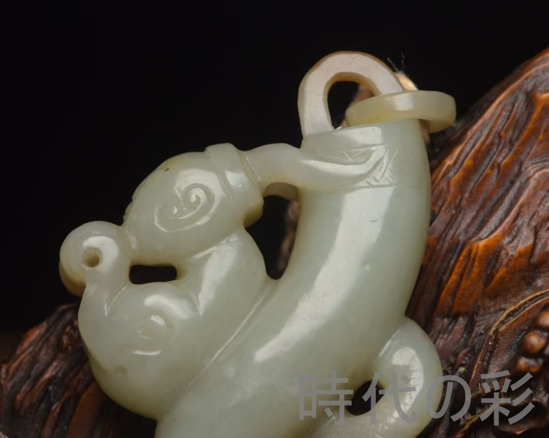 中国古美術『和田玉 貴人佩 7.1cm』純手作り 原石 根付 時代物 白玉