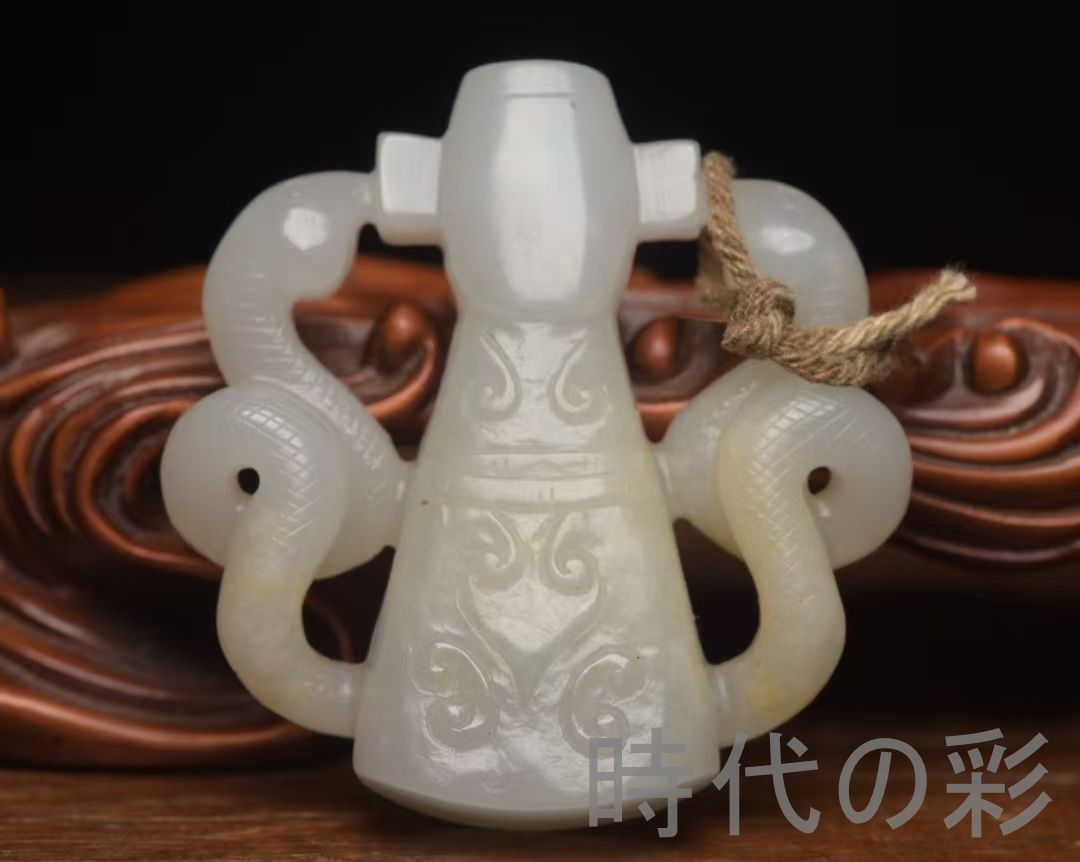 中国古美術『和田玉 貴人佩 5.5cm』純手作り 原石 根付 時代物 白玉